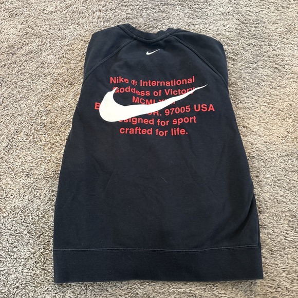 Nike Jumper‎ Kids LARGE Black Double Swoosh Long Sleeve Sweatshirt Winter Size L - Picture 1 of 5